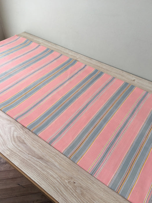 Ticking in orange pink and gray stripes. Spain c.1950 - Lot of 2 pieces