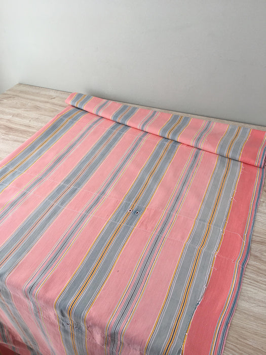 Ticking in orange pink and gray stripes. Spain c.1950 - Lot of 2 pieces