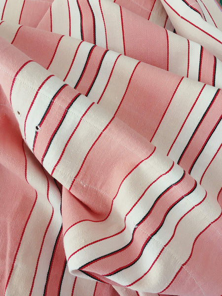Ticking in light and dark pink stripes. Spain c.1940 - Lot of 2 pieces