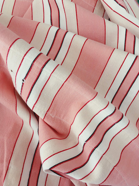 Pink Stripes Antique European Ticking Fabric Recovered Panels REC-RA-ROSA-014 - Ticking Depot