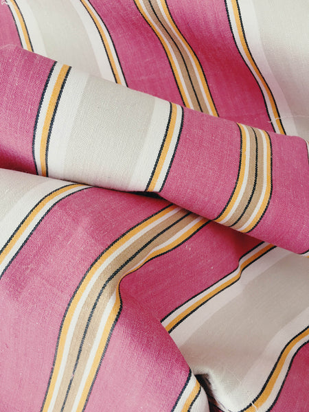 Pink Stripes Antique European Ticking Fabric Recovered Panels REC-RA-ROSA-016 - Ticking Depot