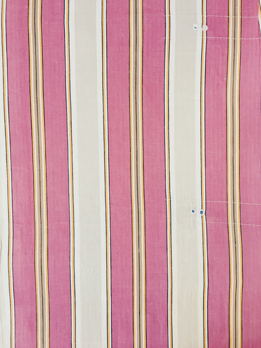 Ticking in hot pink and gray stripes. Spain c.1940 - 48×123 cm