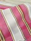 Ticking in hot pink and gray stripes. Spain c.1940 - 48×123 cm