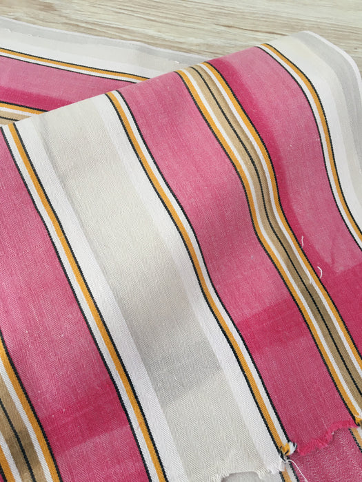 Ticking in hot pink and gray stripes. Spain c.1940 - 48×123 cm