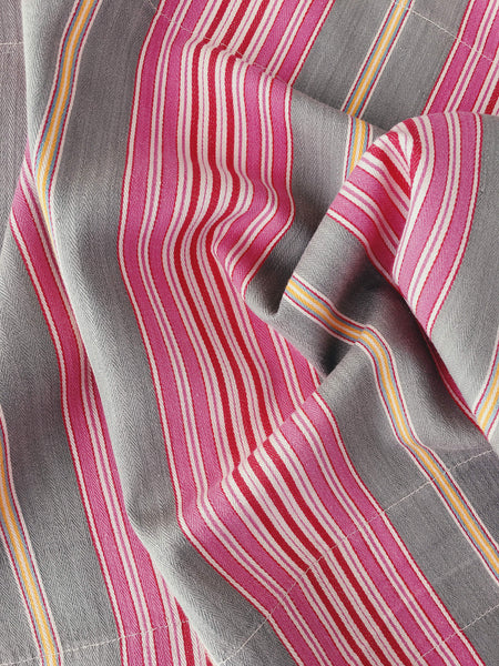 Ticking in hot pink and gray stripes. Spain c.1950 - Lot of 2 pieces