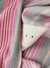 Ticking in hot pink and gray stripes. Spain c.1950 - Lot of 2 pieces