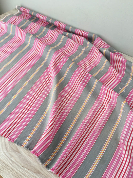 Ticking in hot pink and gray stripes. Spain c.1950 - Lot of 2 pieces