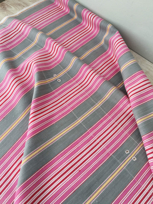 Ticking in hot pink and gray stripes. Spain c.1950 - Lot of 2 pieces
