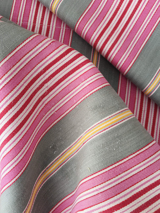 Ticking in hot pink and gray stripes. Spain c.1950 - Lot of 2 pieces
