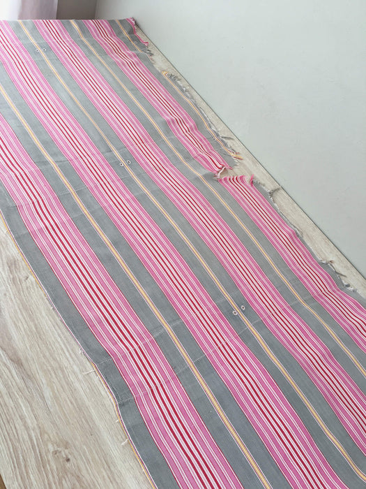 Ticking in hot pink and gray stripes. Spain c.1950 - Lot of 2 pieces