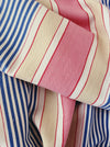 Ticking in pink, blue and beige stripes. Spain c.1950 - Lot of 2 pieces