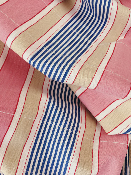 Ticking in pink, blue and beige stripes. Spain c.1950 - Lot of 2 pieces