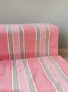 Ticking in pink and beige stripes and squares. Spain c.1950 - Lot of 3 pieces