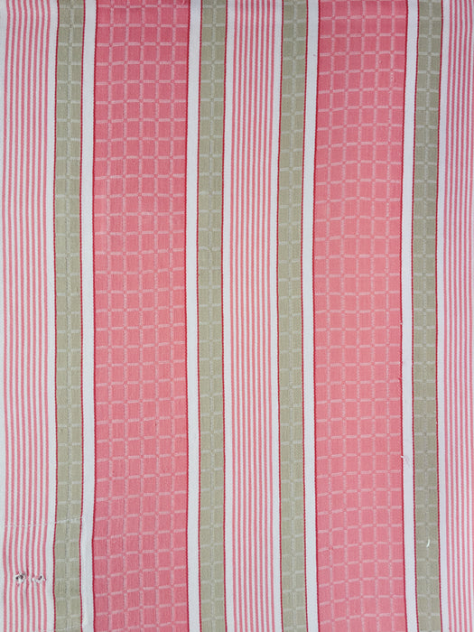 Ticking in pink and beige stripes and squares. Spain c.1950 - Lot of 3 pieces