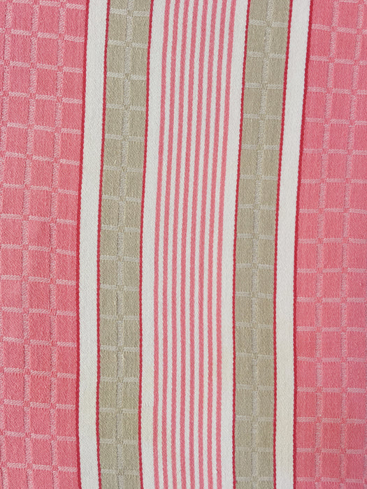 Ticking in pink and beige stripes and squares. Spain c.1950 - Lot of 3 pieces