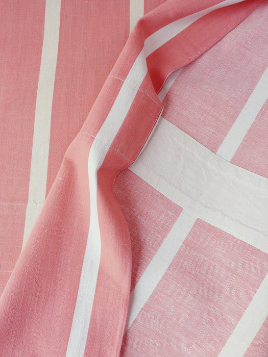 Ticking in pink and white stripes. Spain c.1950 - Lot of 2 pieces