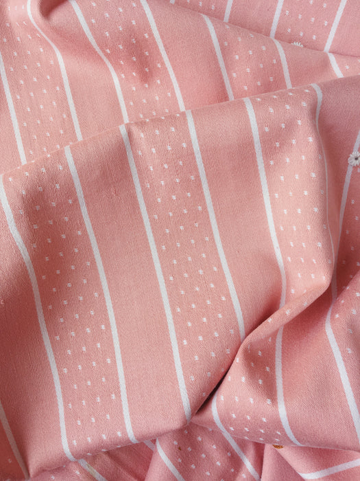 Ticking in pink and white stripes. Spain c.1950 - 102×72 cm