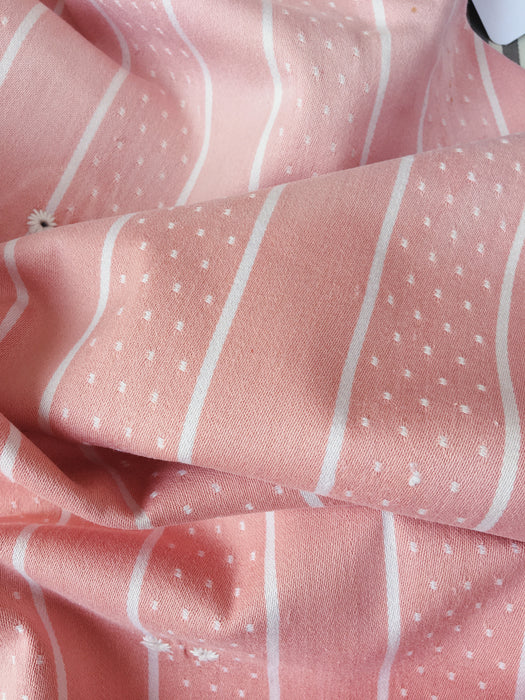 Ticking in pink and white stripes. Spain c.1950 - 102×72 cm