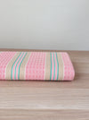 Ticking in pink and beige stripes and squares. Spain c.1950 - Lot of 2 pieces