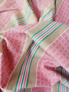 Ticking in pink and beige stripes and squares. Spain c.1950 - Lot of 2 pieces