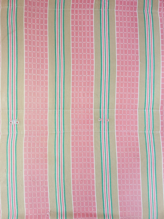 Ticking in pink and beige stripes and squares. Spain c.1950 - Lot of 2 pieces