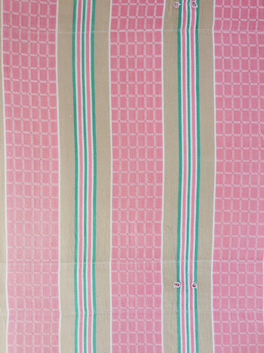 Ticking in pink and beige stripes and squares. Spain c.1950 - Lot of 2 pieces