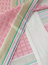 Ticking in pink and beige stripes and squares. Spain c.1950 - Lot of 2 pieces