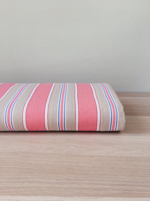 Ticking in pink and beige stripes. Spain c.1950 - 95×180 cm