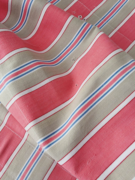 Pink Stripes Antique European Ticking Fabric Recovered Panels REC-RA-ROSA-025 - Ticking Depot