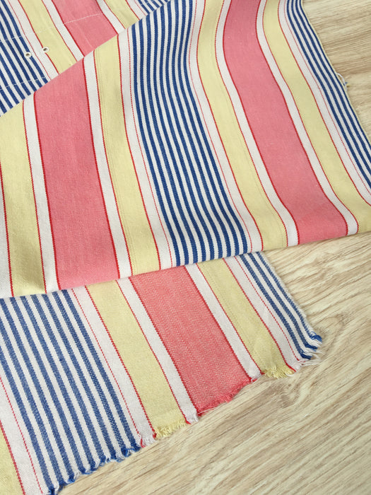 Ticking in pink, blue and beige stripes. Spain c.1950 - Lot of 2 pieces