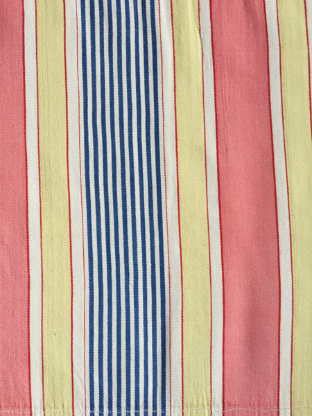 Ticking in pink, blue and beige stripes. Spain c.1950 - Lot of 2 pieces
