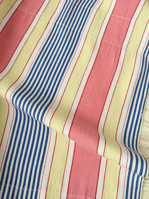 Ticking in pink, blue and beige stripes. Spain c.1950 - Lot of 2 pieces