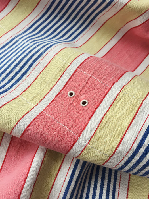 Ticking in pink, blue and beige stripes. Spain c.1950 - Lot of 2 pieces