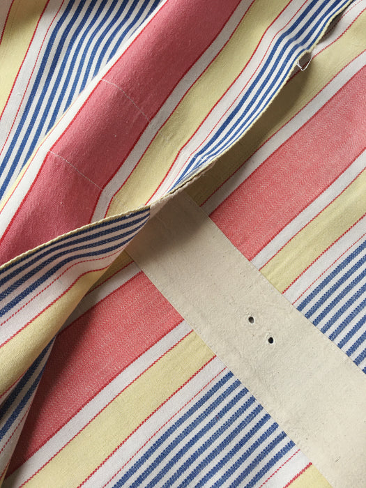 Ticking in pink, blue and beige stripes. Spain c.1950 - Lot of 2 pieces
