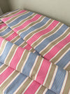 Ticking in pink, blue and taupe stripes. Very rare. Spain c.1950 - 117×328 cm 