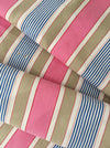 Ticking in pink, blue and taupe stripes. Very rare. Spain c.1950 - 117×328 cm 
