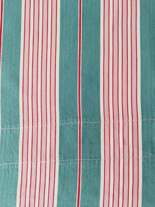 Ticking in green and pink stripes. Spain c.1940 - 81×41 cm