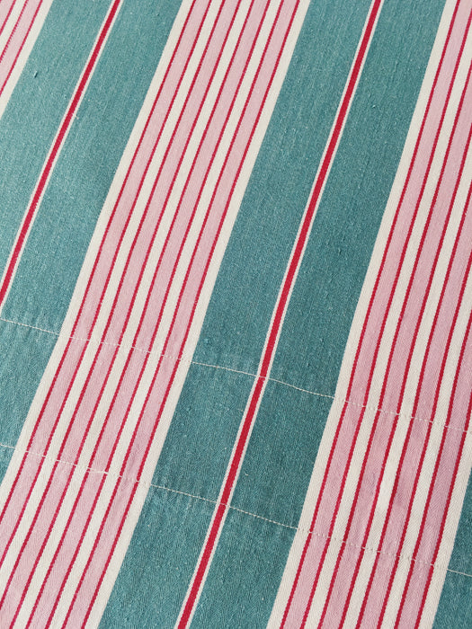 Ticking in green and pink stripes. Spain c.1940 - 81×41 cm