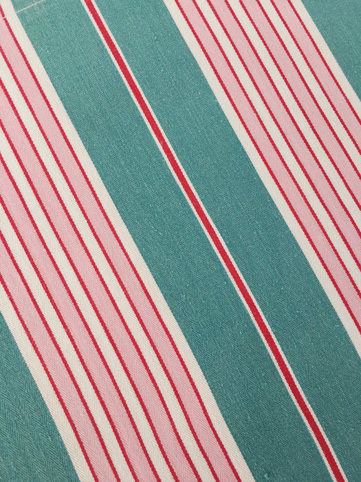 Ticking in green and pink stripes. Spain c.1940 - 81×41 cm