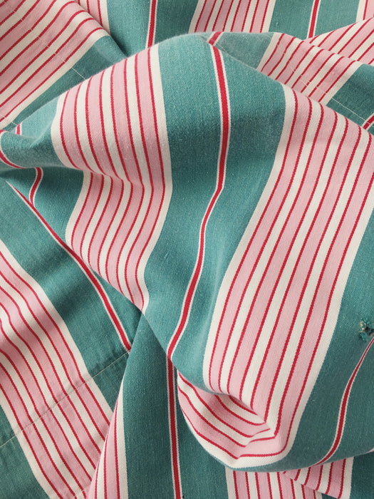 Ticking in green and pink stripes. Spain c.1940 - 81×41 cm