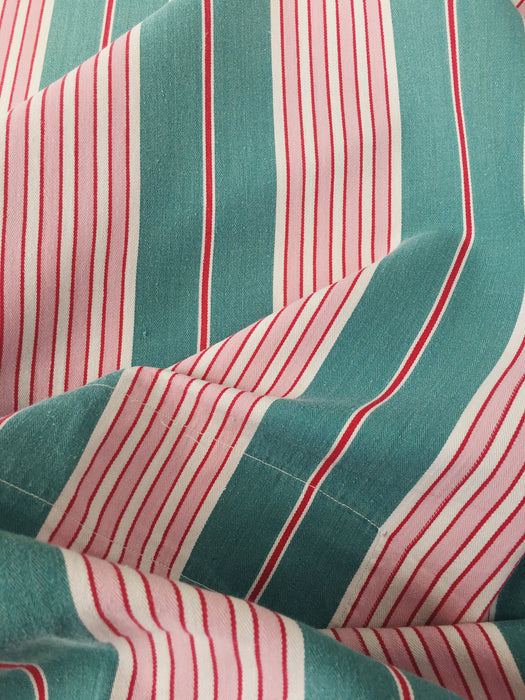 Ticking in green and pink stripes. Spain c.1940 - 81×41 cm