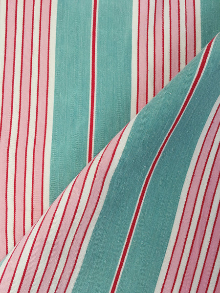 Ticking in green and pink stripes. Spain c.1940 - Lot of 4 pieces