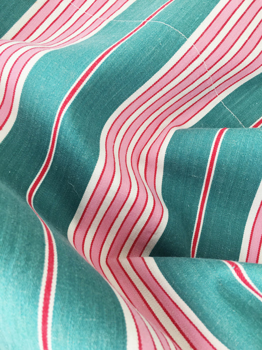 Ticking in green and pink stripes. Spain c.1940 - Lot of 2 pieces
