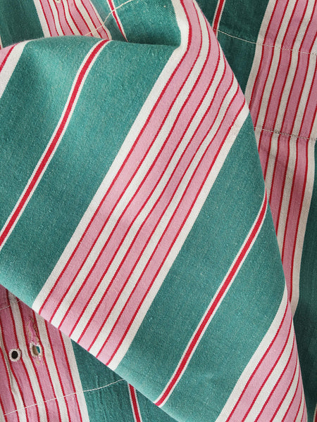 Green Stripes Antique European Ticking Fabric Recovered Panels REC-RA-VERDE-001I - Ticking Depot