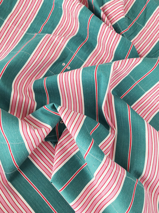Ticking in green and pink stripes. Spain c.1940 - Lot of 2 pieces