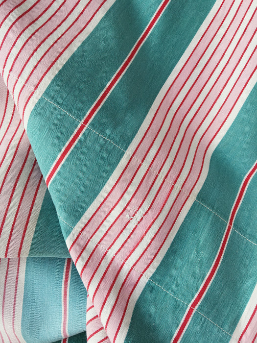 Ticking in green and pink stripes. Spain c.1940 - Lot of 2 pieces