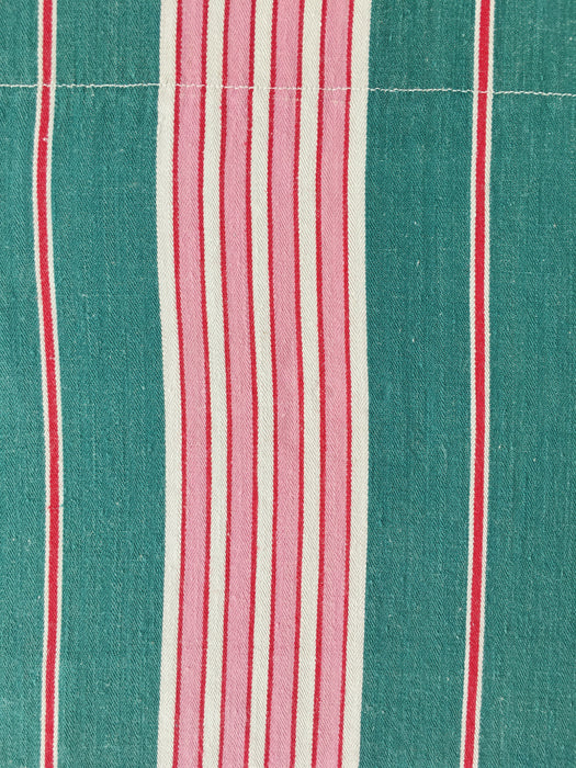 Ticking in green and pink stripes. Spain c.1940 - 83×110 cm