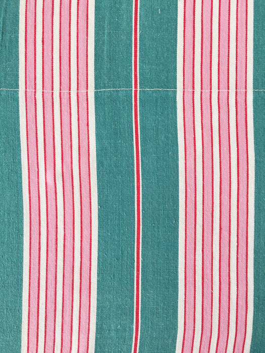 Ticking in green and pink stripes. Spain c.1940 - 83×110 cm
