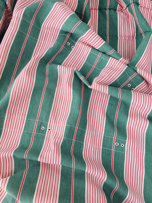 Ticking in green and pink stripes. Spain c.1940 - Lot of 2 pieces