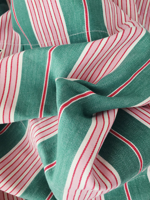 Ticking in green and pink stripes. Spain c.1940 - Lot of 2 pieces